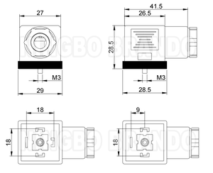 Ip65 din 43650 एक mpm 18 मिमी काले सोलेनोइड वाल्व कनेक्टर 2p + e 3p + e - Product Image 3