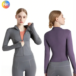Veste de sport à fermeture éclair à manches longues pour femmes automne hiver séchage rapide serré Fitness hauts de course respirant léger entraînement Yoga - Product Image 1