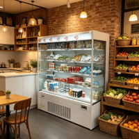 Vitrine Réfrigérée pour Viande avec Inverter, Sans Givre, Multi-étagères, Prise Secteur, pour Présentation de Plats Préparés
