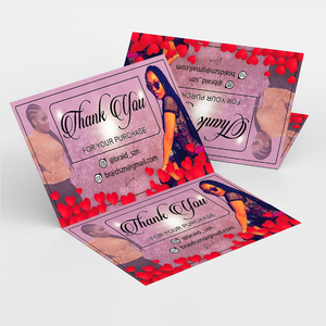Cartes de remerciement personnalisées de luxe pliées avec paillettes pour petites entreprises, inserts d'emballage avec logo et <span class=keywords><strong>code</strong></span> promotionnel - Product Image 4