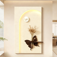 Plantes vertes hydroponiques modernes à éclairage LED Peinture d'art sur bois Multi-pièces Détection tactile Décoration murale facile à suspendre Peintures murales pour salle à manger