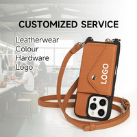 Emballage de boîte-cadeau de soutien Étui en cuir de couleurs personnalisable avec porte-cartes et sangle à bandoulière Étui pour téléphone professionnel
