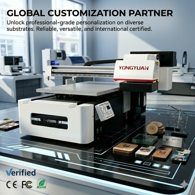 Industrial 6090 UV Flatbed Printer 15-Color Config for High Drop Printing 3D Relief Varnish UV DTF Printer for Bottle Label