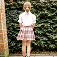 Kain pabrik disesuaikan Label pakaian sekolah dasar blus anak perempuan Set kemeja lengan pendek rok seragam sekolah Set