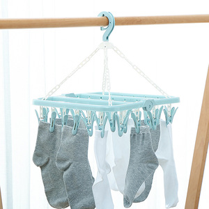 Estante para calcetines infantiles, tendedero doméstico, tendedero resistente al viento, tendedero plegable con 32 clips, tendedero de plástico multi-clip para adultos - Product Image 4