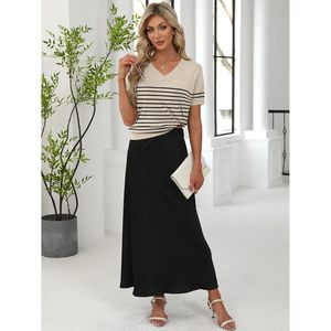FOXA Pull en mélange de laine pour femme, manches courtes, col en V, tricot doux, tenue décontractée - Product Image 5