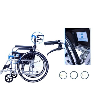 Fauteuil roulant pliable léger avec tube en acier épaissi pour personnes âgées et handicapées, chaise manuelle portable en tissu Oxford noir - Product Image 5