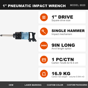 Llave de Impacto Neumática de 1'' con Vástago Largo de 9 Pulgadas, Pistola de Impacto de Aire de Martillo Único para Pernos de Oruga de Excavadora - Product Image 2