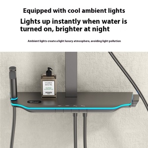 Robinet de douche de salle de bains exposé à conception de clé de piano carrée ensemble de mélangeur de douche d'eau chaude froide corps en laiton vanne en céramique à cascade à 3 voies - Product Image 4