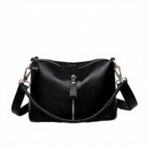Bolso de Mano Tipo Bowling para Mujer, de Cuero Genuino Suave, a la Moda, de Alta Calidad, con Forro de Algodón y Lino, Cierre de Cremallera - Product Image 2