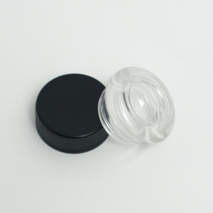 Cannacoast Bocal en verre transparent résistant aux enfants avec couvercle en plastique noir strié pour crème de soin du visage pour peau de fleur cosmétiques - Product Image 2