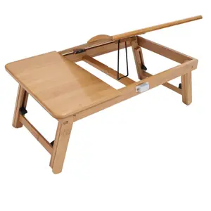 5 Levels Height Adjustable Laptop Table Adjustable Bamboo Foldable Breakfast Service Bed Table Tray