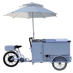 Lvke 48V DC Battery Powered tủ đông xe đạp điện thực phẩm bán hàng cửa hàng Ice Cream cà phê Hot Dog di động gian hàng di động nhà hàng