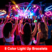 Bracelets LED pour fêtes, concerts, interactifs, rechargeables par USB, bracelet LED multicolore