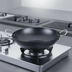 Meilleurs ustensiles de cuisine chinois en acier au carbone, cuisson antiadhésive, restaurant chinois, <span class=keywords><strong>wok</strong></span> robuste avec deux poignées - Product Image 3