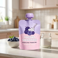 Pochette souple mate personnalisée avec bec verseur et bouchon pour l'emballage de yaourts, smoothies et boissons
