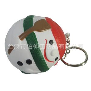 Pu Snowman Keychain White Plastic <b>Stress</b> Relief Ball Zinc Alloy <b>Ring</b> Promotional Gift - Product Image 2