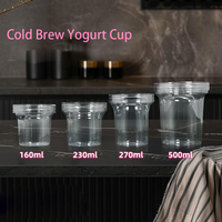 Pot à yaourt transparent en PET de qualité alimentaire avec couvercle à vis, contenant en plastique pour yaourt, gelée, mousse, dessert