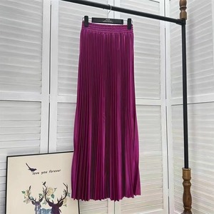 Vente en Gros <span class=keywords><strong>Jupe</strong></span> <span class=keywords><strong>Longue</strong></span> <span class=keywords><strong>Plissée</strong></span> d'Été pour Femme Nouvelle Version Coréenne Décontractée et Polyvalente Couleur Unie Ligne A Taille Haute Couleurs Bonbon - Product Image 5