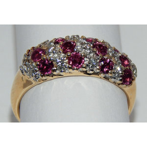 Anello con pavè 14k oro rubino e diamanti - Product Image 4