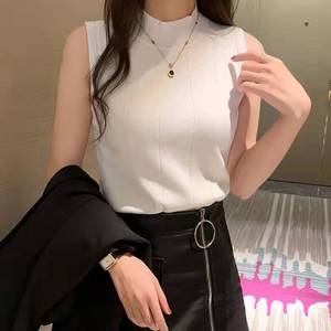 Usine directe été femmes <span class=keywords><strong>sans</strong></span> manches couleur unie bas mince chemise <span class=keywords><strong>pull</strong></span> décontracté <span class=keywords><strong>pull</strong></span> en tricot ample dames haut court - Product Image 6