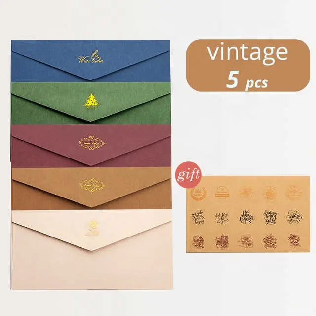 5 Stück Vintage Geschenk papier Umschlag Schreiben Brief papier mit Siegel aufklebern für Postkarte Gruß karte Hochzeits einladung