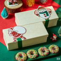 Boîte cadeau en fer blanc personnalisée avec ruban à motif de dessin animé, pour biscuits, bonbons, snacks croustillants et produits de pâtisserie de Noël et de fêtes, avec gaufrage et paillettes