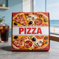 Boîte à pizza pliable multi-tailles en carton ondulé kraft imprimé de couleur rouge de haute qualité SP4236 pour les restaurants de restauration rapide à emporter