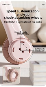 Déambulateur anti-basculement pour bébé avec centre d'activités, jouet pliable à pousser pour l'apprentissage de la marche des nouveau-nés aux tout-petits - Product Image 5