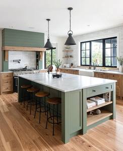 Îlot de <span class=keywords><strong>cuisine</strong></span> de qualité supérieure avec table de cuisson à induction et tiroirs de rangement Éclairage au plafond Armoire de <span class=keywords><strong>cuisine</strong></span> moderne - Product Image 2