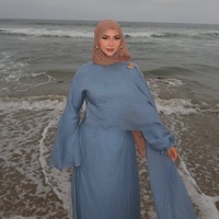 Abaya, vêtements islamiques, robe à double couche de couleur unie de style moyen-oriental turc, robe de style arabe, robe musulmane, robe de Dubaï