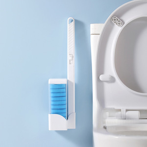 Cepillo de inodoro desechable para montar en la pared con cabezales de repuesto que se disuelven, juego de cepillos de limpieza para inodoro para uso doméstico, sin ángulos muertos. - Product Image 3