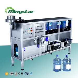 Machine semi-automatique de production de remplissage et de capsulage de lavage de bouteilles d'eau de 5 gallons
