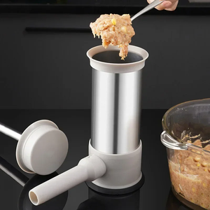Grande machine à saucisses manuelle – Appareil à saucisses et à boulettes de viande en acier inoxydable 304, outil de remplissage maison avec moule à boulettes de viande – He - Product Image 3