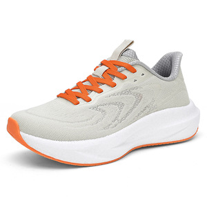 Lace-Up Mesh Sneakers Round Toe White Orange Breathable Sporty Style All Seasons Rubber Outsole EVA Midsole wholesale - Product Image 1