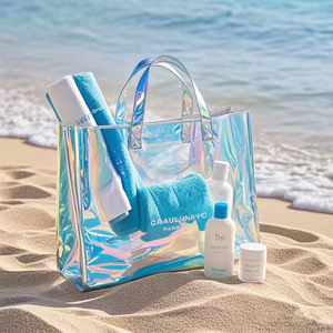 กระเป๋าโท้ท PVC สีส้มเยลลี่ใสพร้อมกระดุมปิดดีไซน์ทันสมัยสำหรับการซื้อของขวัญ - Product Image 1