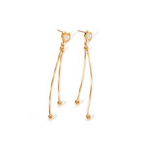 ต่างหูแฟชั่นทรงหยดน้ำ สแตนเลส 316L ชุบทอง PVD ทนทาน ดีไซน์ยาวห้อย - Product Image 1