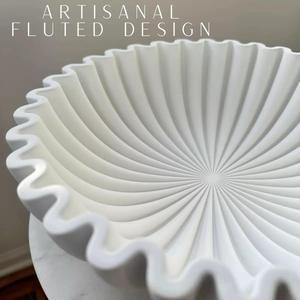 Cuenco Decorativo de Concreto - Diseño de Borde Acanalado, Elegante Centro de Mesa para Mesas de Café, Estanterías y Decoración de Sala de Estar - Product Image 3