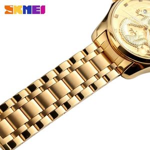 Montre de Luxe Homme Skmei 9193 Golden Charm Dragon en Acier Inoxydable à Quartz avec Calendrier – Montre Habillée pour Homme - Product Image 6