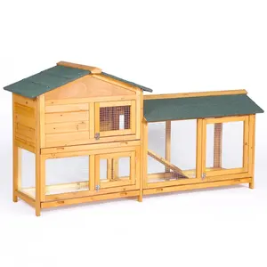 Unique Outdoor Rabbit Hutch Wooden Poultry House Bunny Cage for Small Animals Backyard