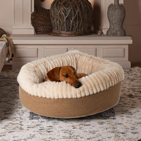 2025 Neue Version Mode Leinen Kaninchen Kunst pelz Plüsch Haustier Bett Donut Indoor Haustier Bett Anti-Rutsch Luxus Haustier Bett