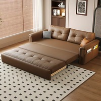 Canapé convertible traditionnel en cuir, résistant aux griffures, écologique et adapté aux animaux de compagnie, gain de place pour salon, appartement, studio