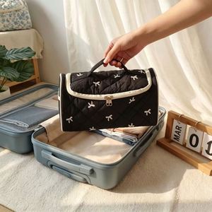 Custom Printed Large Capacity Quilted Polyester <b>Makeup</b> Bag Wide Open Zipper Travel Toiletry Organizer Hair Dryer Storage <b>Case</b> - Product Image 4