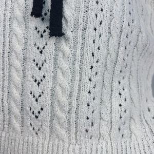 OEM ODM Blusas de punto para mujer con cuello de encaje, estilo suelto y corto, con cinco mangas acampanadas, para verano - Product Image 5