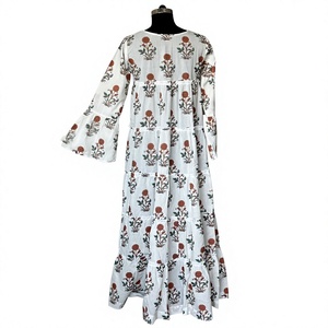Women's <b>Bohemian</b> <b>Summer</b> Breathable ODM Floral Print Tiered Mini Babydoll <b>Dress</b> with Puff Sleeves 100% Cotton A-Line Silhouette - Product Image 4