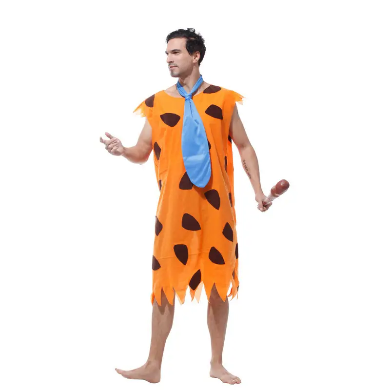 ชุดคอสเพลย์ฮาโลวีนสำหรับผู้ชายผู้หญิงชุด ACDB-005ฟลินสโตนสีส้มสำหรับงานปาร์ตี้