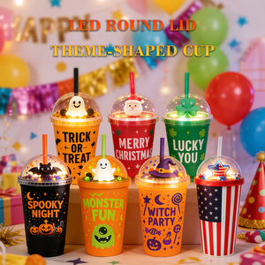 Vaso de Plástico Luminoso Personalizado de Fábrica para Halloween, Vaso Brillante con Diseño de Calabaza y Fantasma, Decoraciones de Halloween para Niños - Product Image 3
