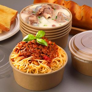 Assiettes et bols en papier jetables de qualité alimentaire de 34 oz (1000 unités) pour riz, collations, salades, contenants à emporter, emballages alimentaires - Product Image 5