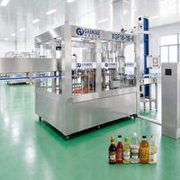 Ligne de production automatique de remplissage de liquides (cider de pomme, vinaigre balsamique) à 18 têtes, 8000 BPH