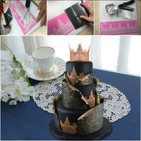 Neuankömmling Crown Castle Fondant Silikon Abdruck matte Form Fondant Spitzen matte Kuchen Dekoration Back zubehör